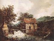 RUISDAEL, Jacob Isaackszon van Two Watermills and an Open Sluice near Singraven oil painting